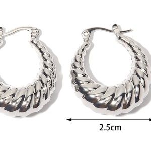 Silver croissant hoop earrings